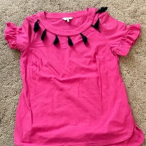 Pink Shirt with navy Tassels